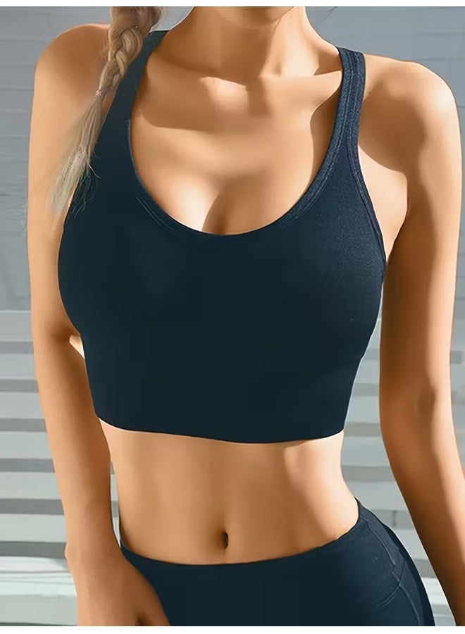 Zeemey High-strength cross-back sports bra for women, shockproof running and yoga vest, adjustable clasp fitness bra - Image 1